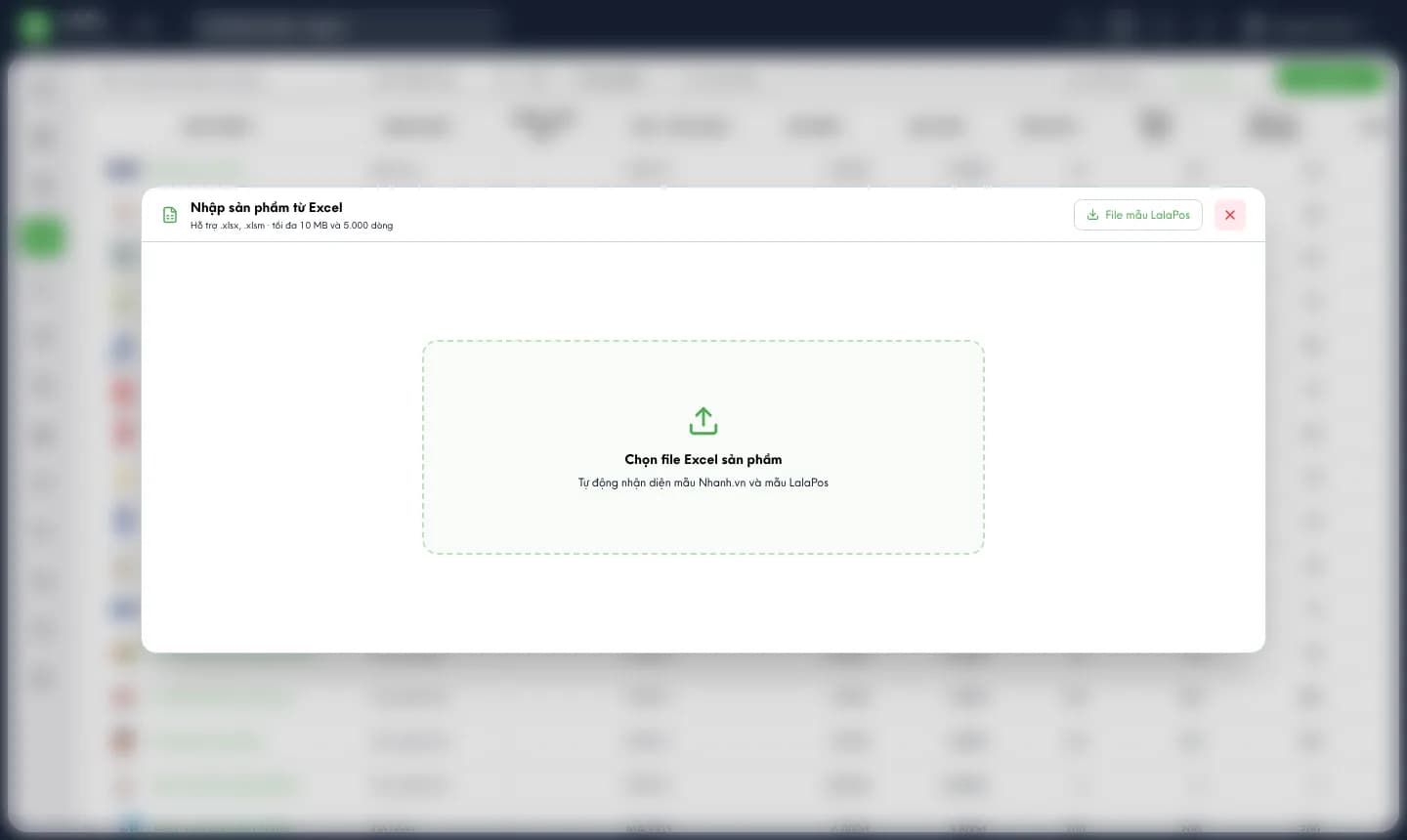 Hộp Nhập sản phẩm từ Excel