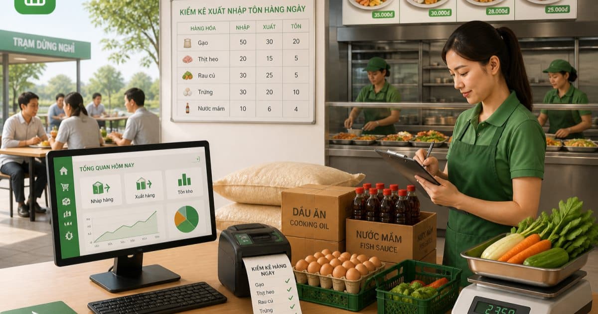 Báo Cáo Kiểm Kê Xuất Nhập Tồn Hàng Ngày Cho Căng Tin Công Ty
