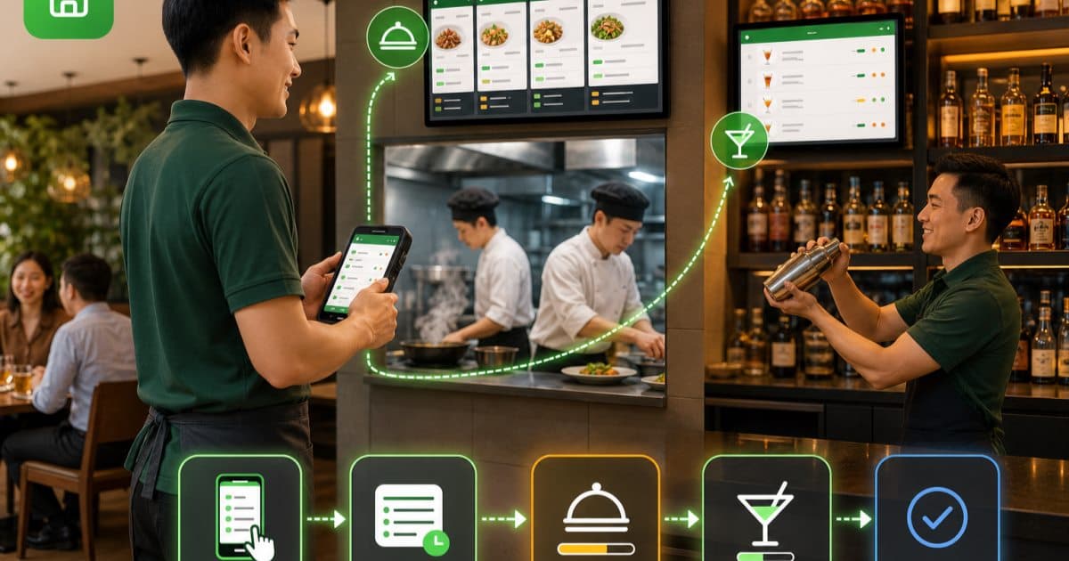 Quy Trình Báo Bếp & Báo Bar Tự Động Tránh Trễ Món Cho Nhà Hàng